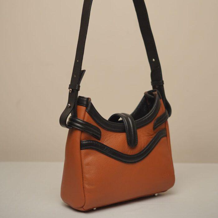Billow Shoulder Bag -  Tan & Black