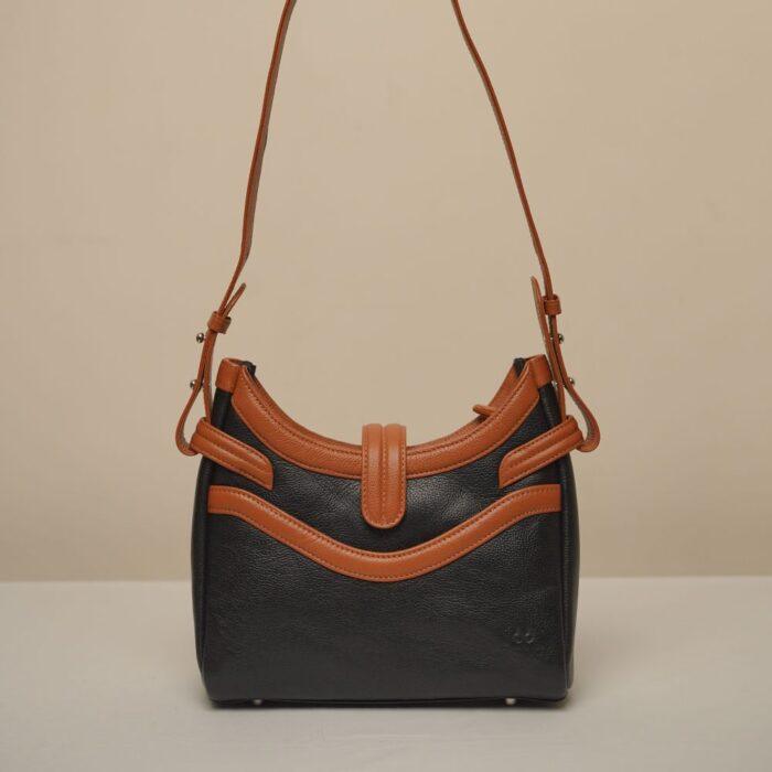 Billow Shoulder Bag - Black & Tan
