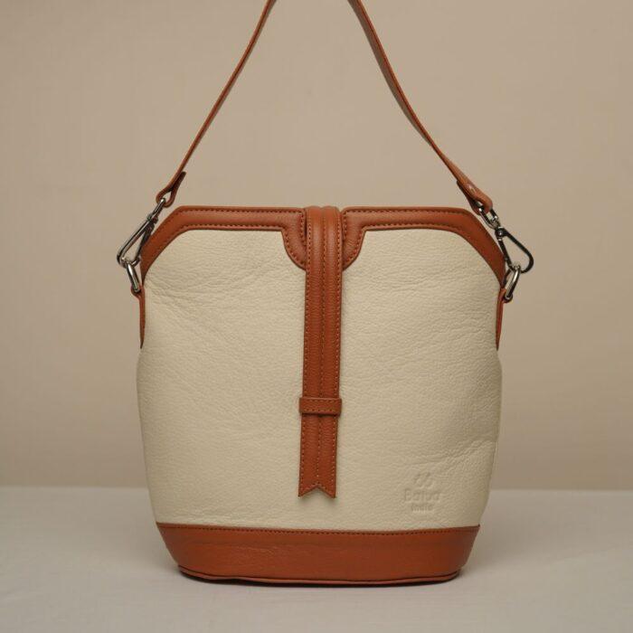 Ripple Bucket Bag - Cream &amp; Tan
