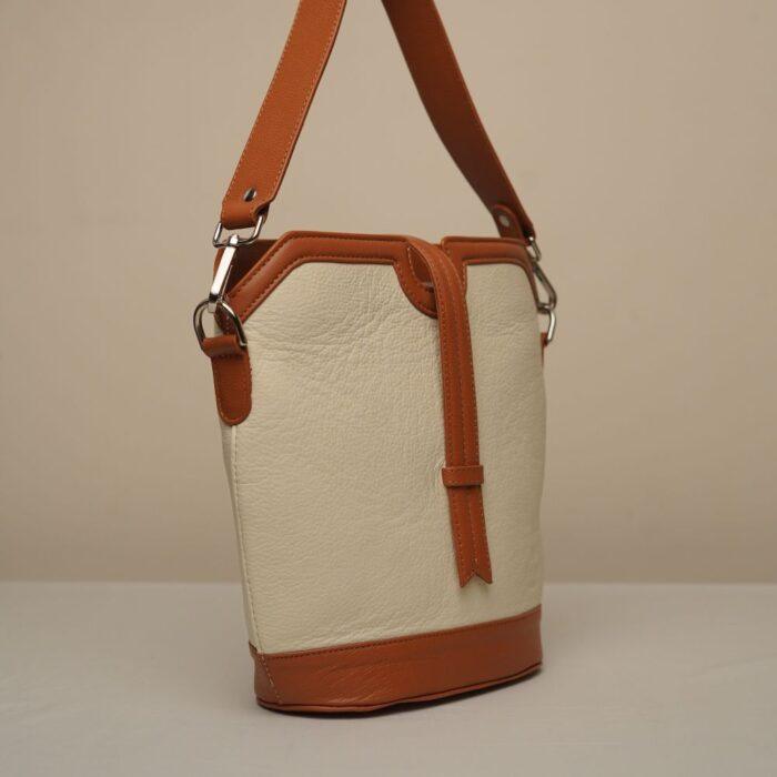 Ripple Bucket Bag - Cream &amp; Tan