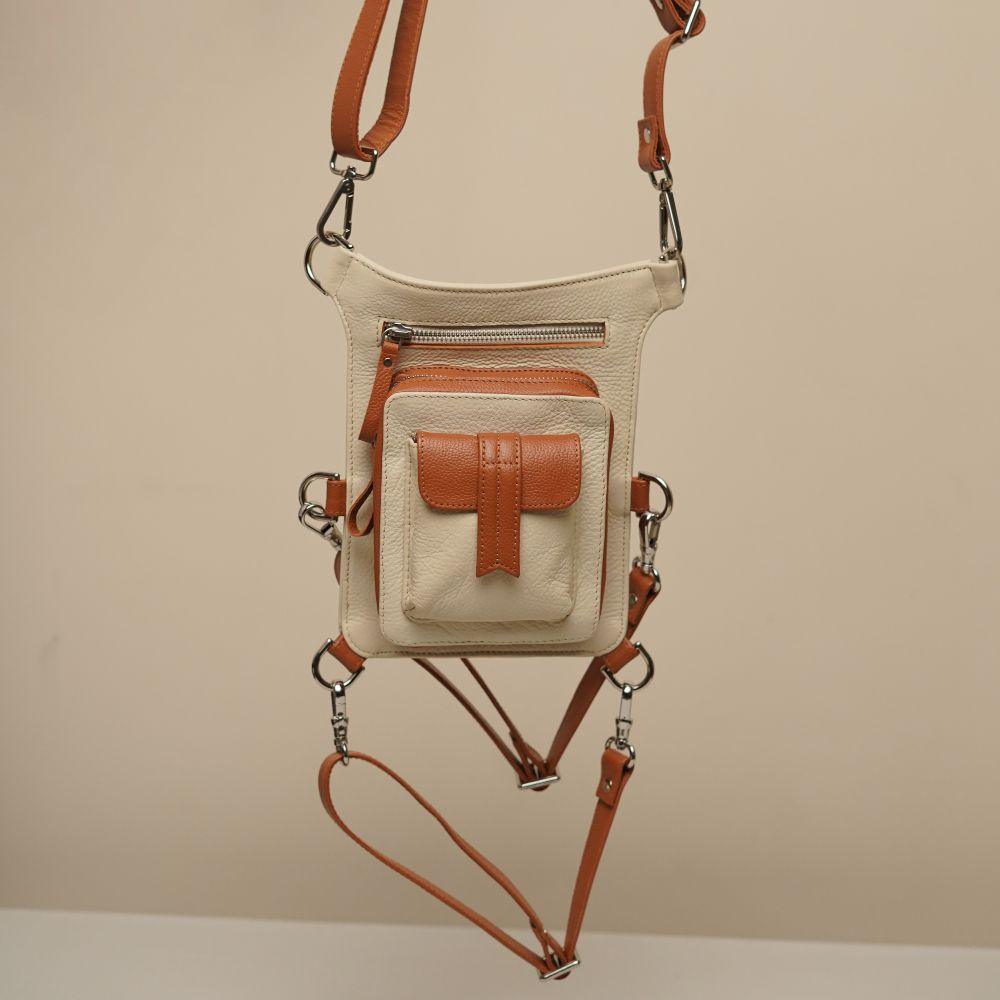 Tri-wave Thigh Bag - Cream &amp; Tan