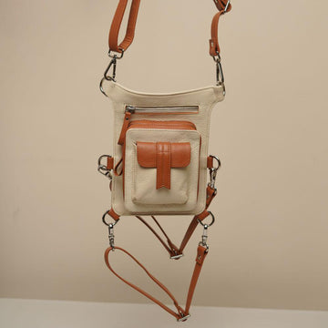 Tri-wave Thigh Bag - Cream &amp; Tan