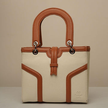V2 Handbag - Cream &Tan