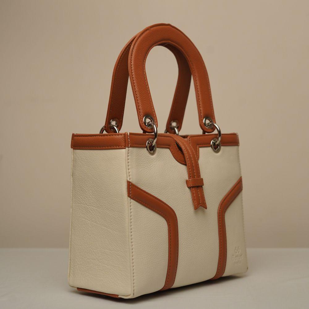 V2 Handbag - Cream &Tan