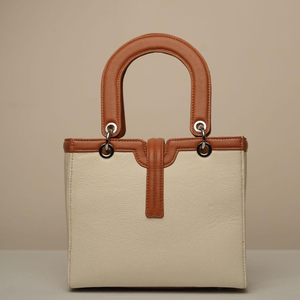 V2 Handbag - Cream &Tan