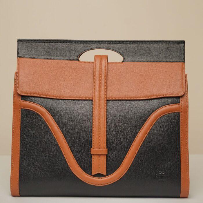 Wave Laptop Bag - Black & Tan